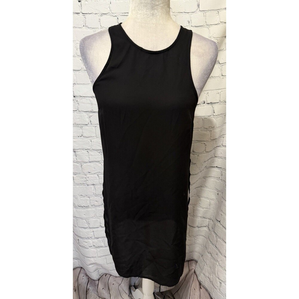 Express Black Sheer Side Slit Long Sleeveless Top Blouse XS